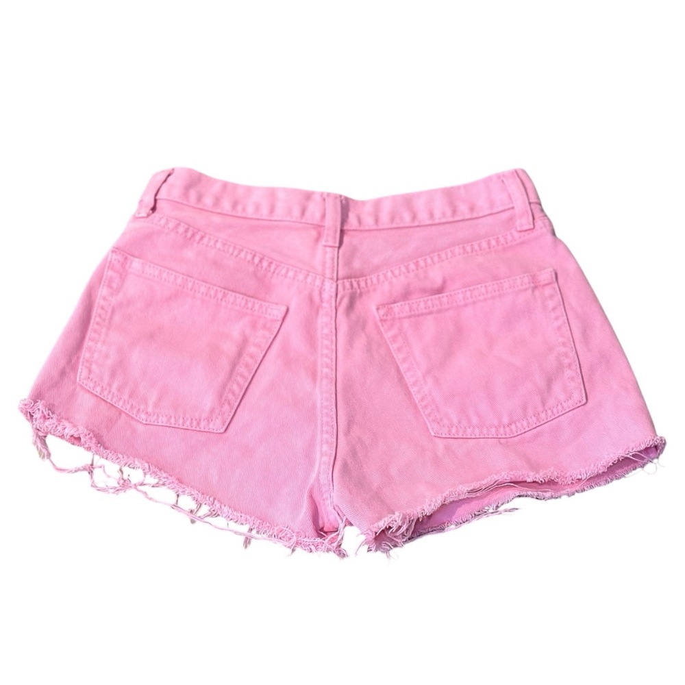 High-Rise Pink Denim Cutoff Shorts - Picture 5 of 5